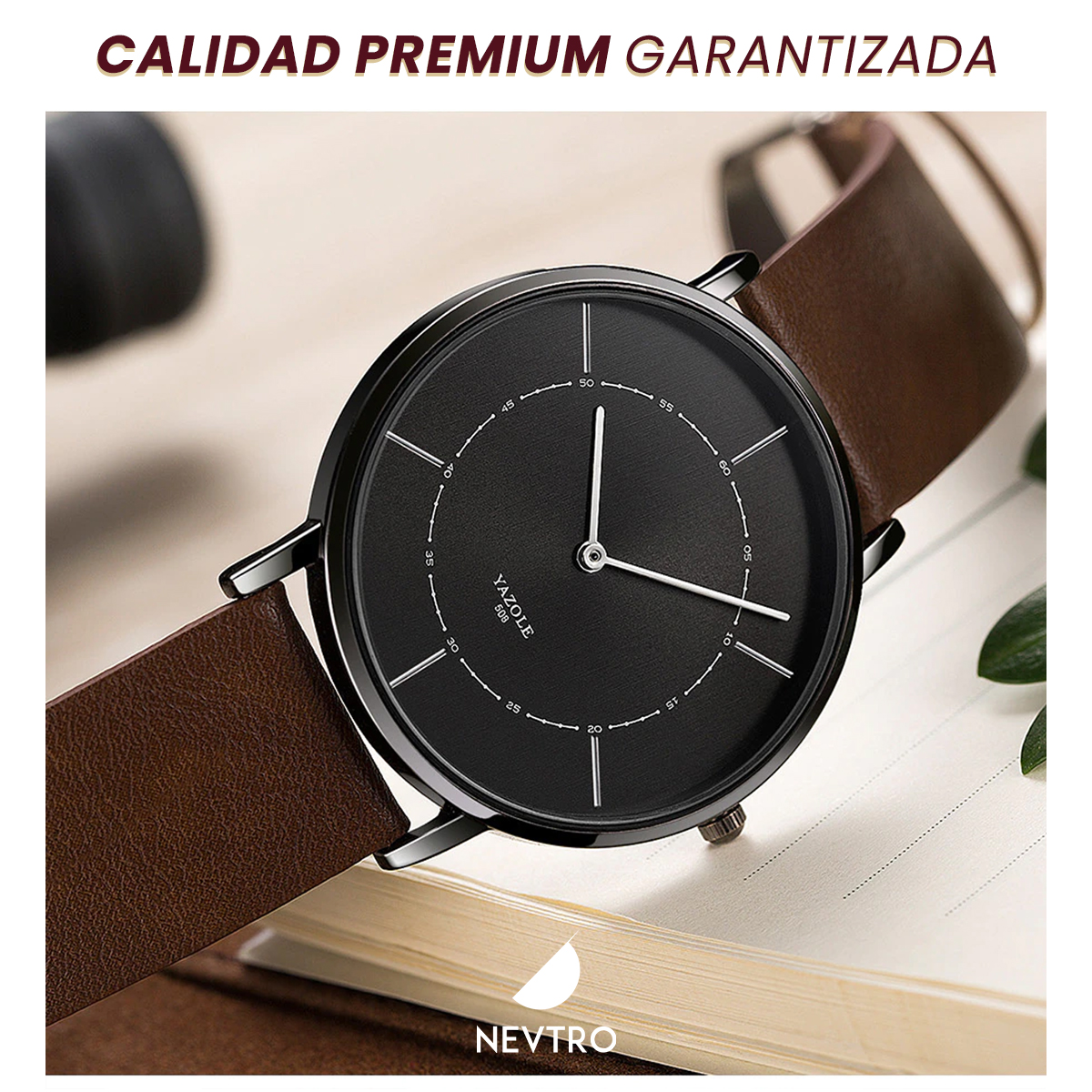 Reloj Minimalista Premium Yazole Contra El Agua Acero Y Piel
