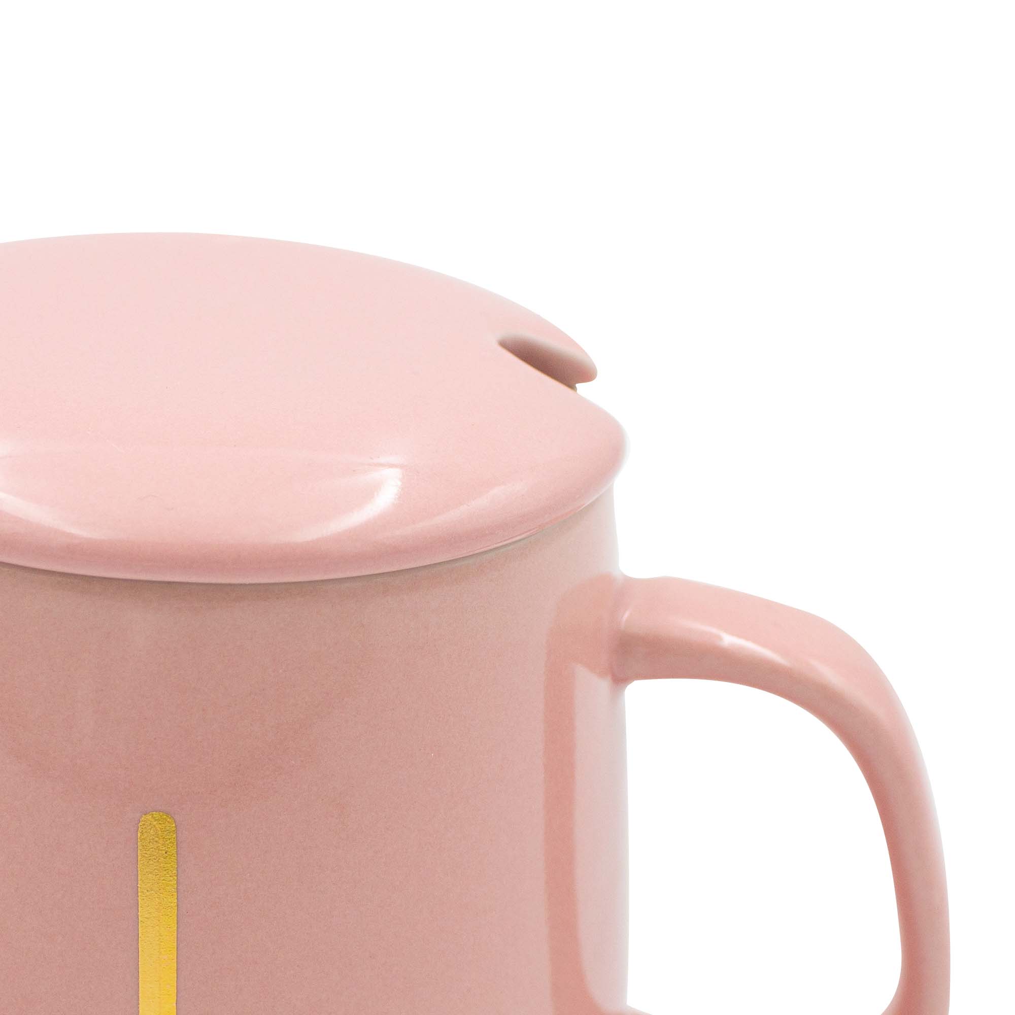 Taza de Cerámica C/Base Eléctrica para Calentar Bebidas  55C Rosa