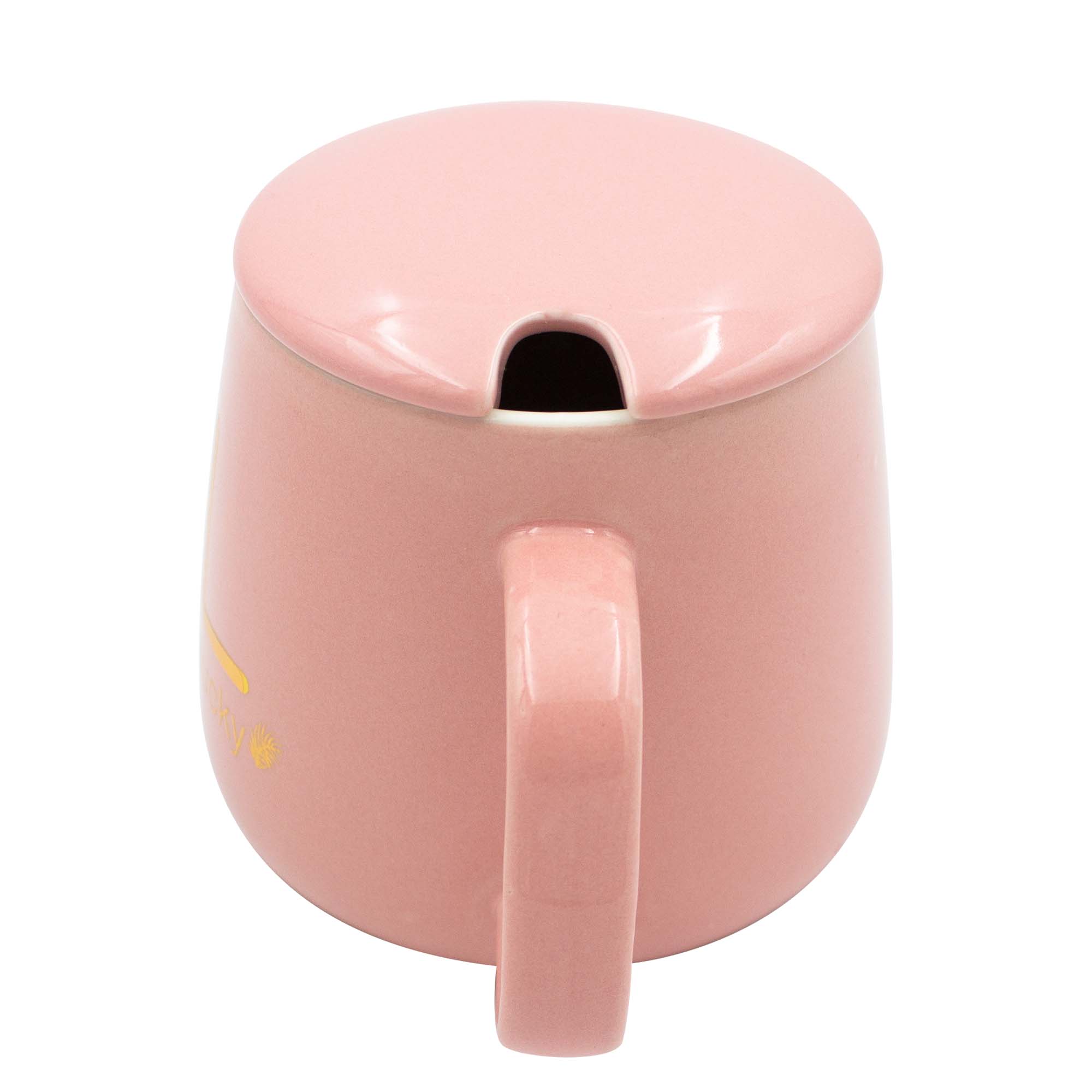 Taza de Cerámica C/Base Eléctrica para Calentar Bebidas  55C Rosa