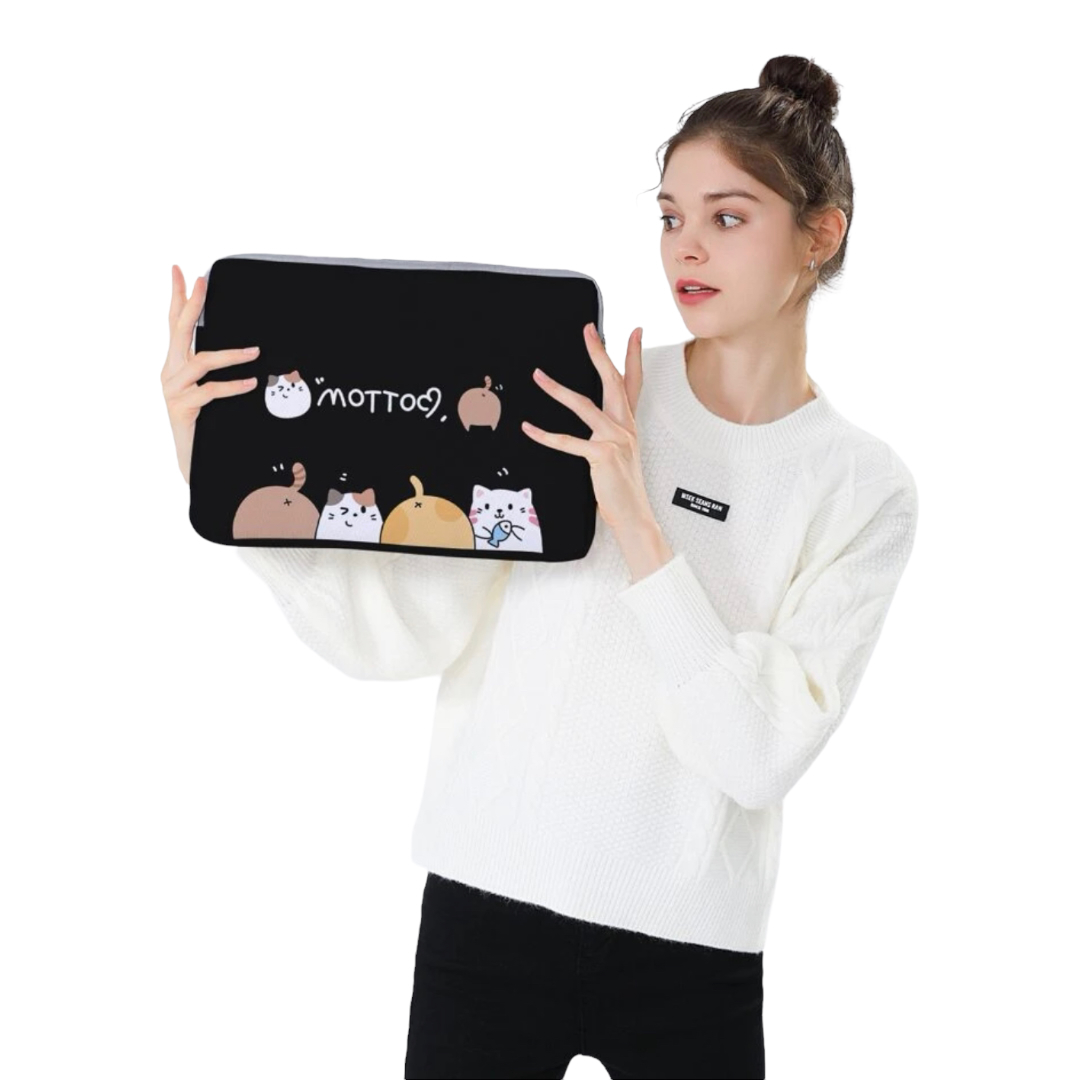 Bolsa Funda Case Para Laptop Estampado De Gatos 14 Pulgadas