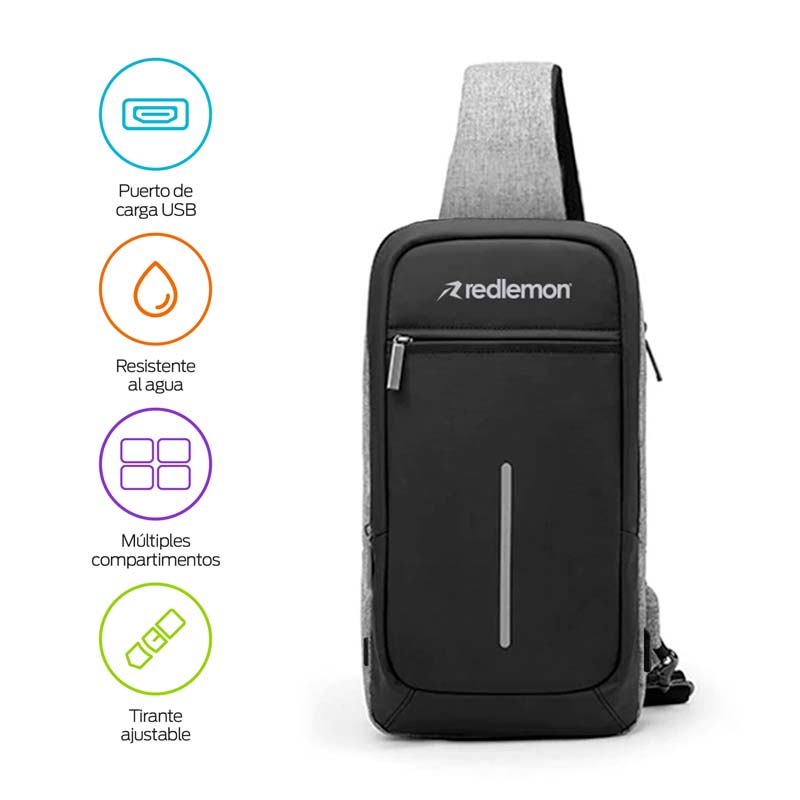 Mochila Antirrobo Mini Impermeable Con Puerto USB Redlemon.