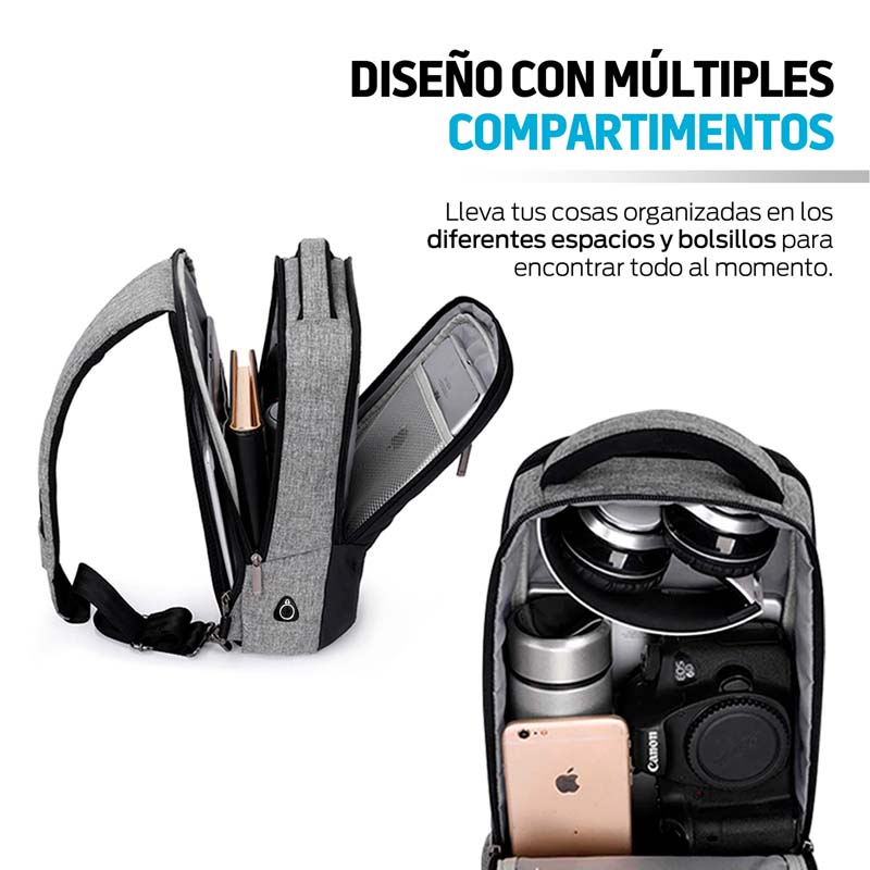 Mochila Antirrobo Mini Impermeable Con Puerto USB Redlemon.
