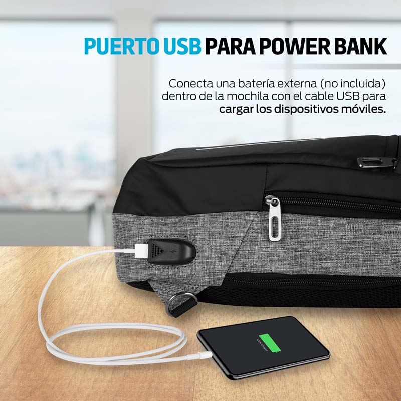 Mochila Antirrobo Mini Impermeable Con Puerto USB Redlemon.