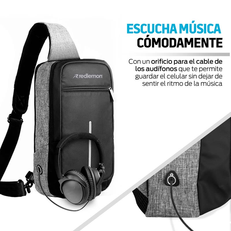 Mochila Antirrobo Mini Impermeable Con Puerto USB Redlemon.