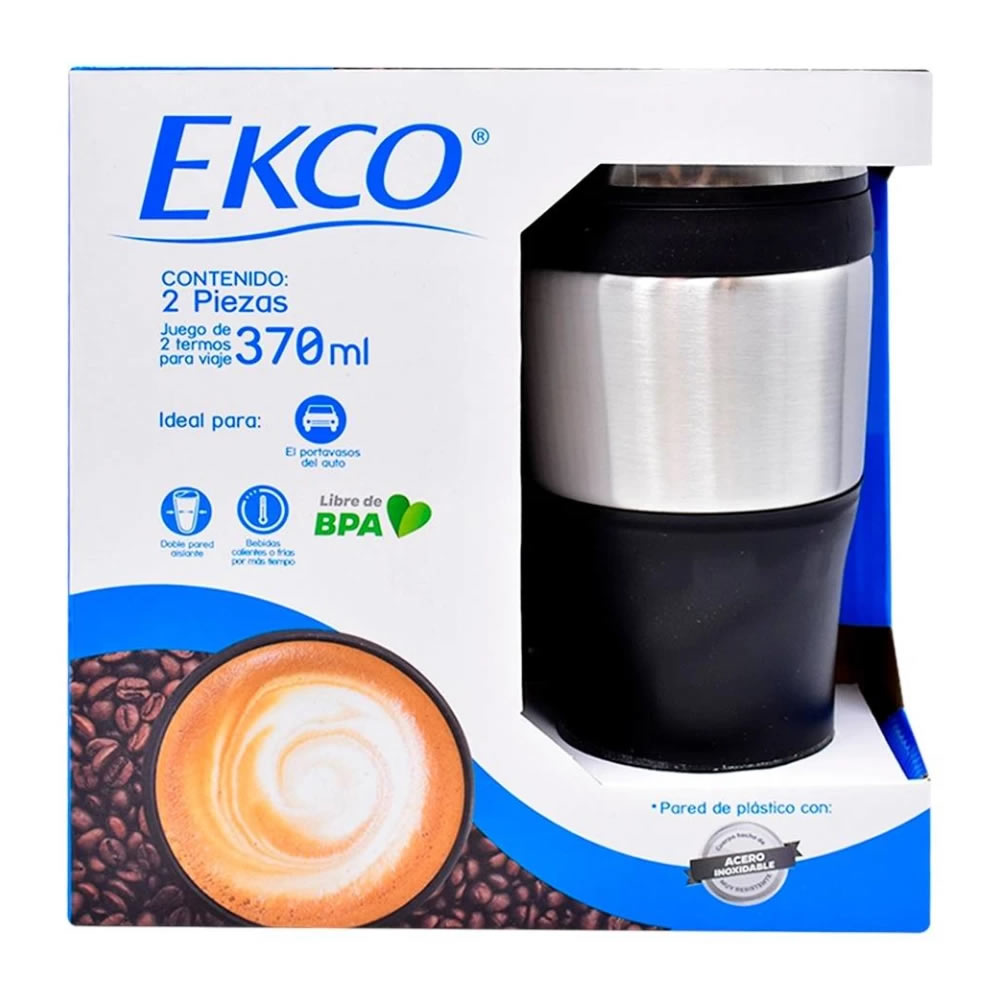 Juego De 2 Termos Para Viaje Ekco Classic 16166 De 370ml. - Plata