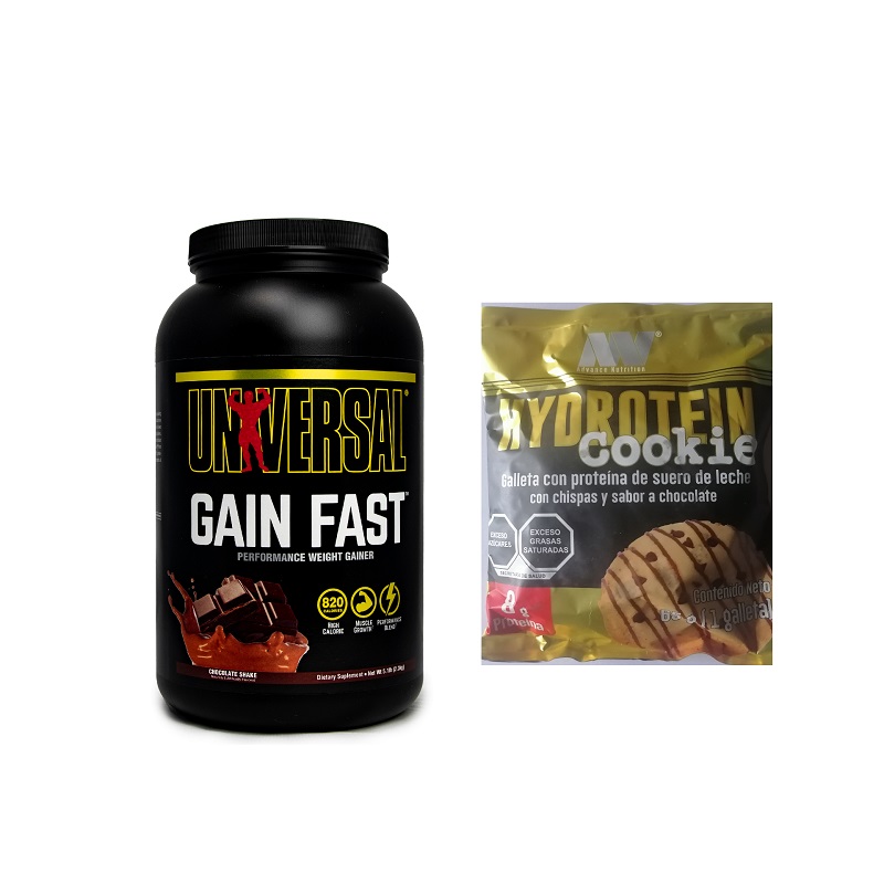 Proteina Universal Gain Fast Sabor  Chocolate + ADV Galleta Con  Chispas De Chocolate 65 Grs