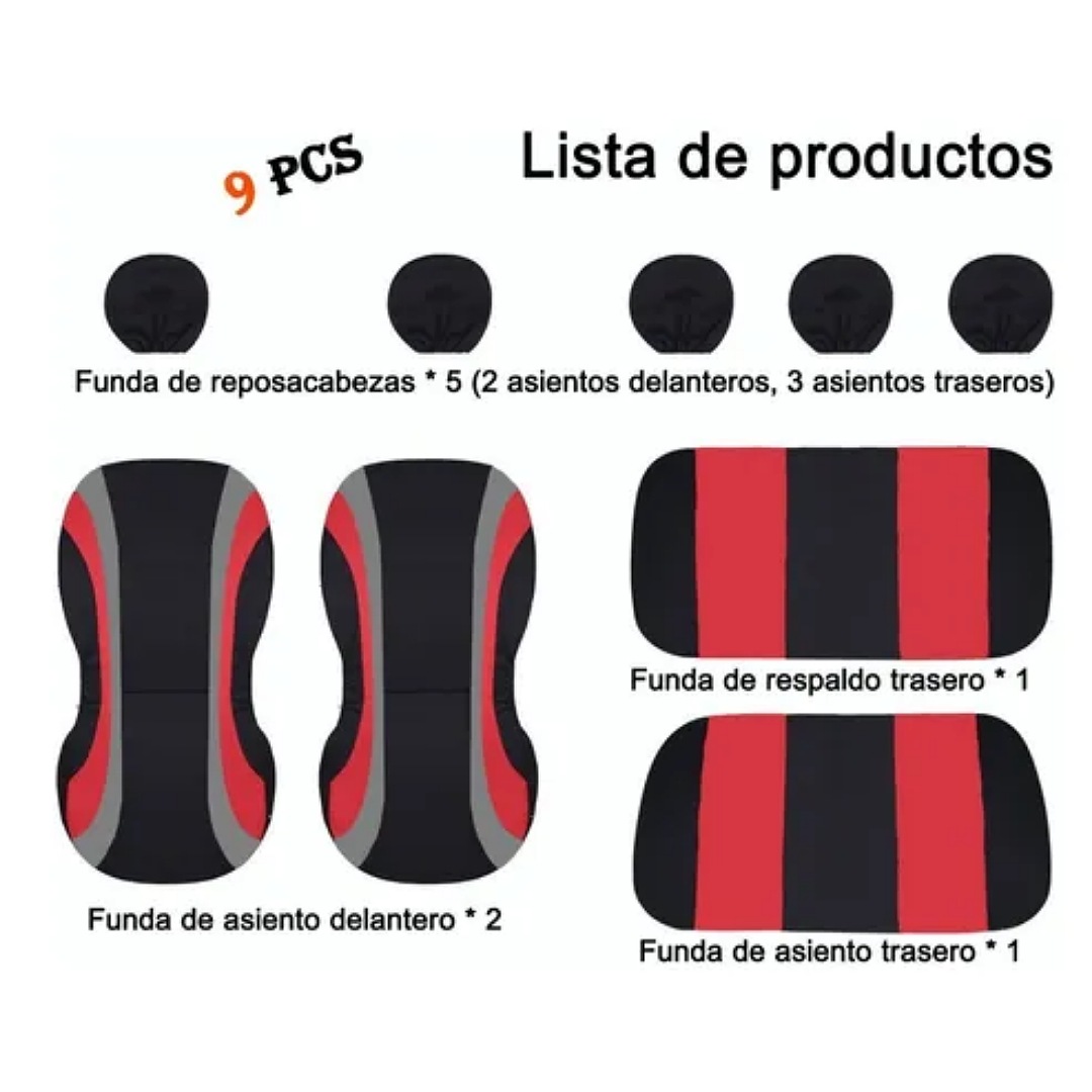 Respaldo negro y rojo de tela para asiento de carro