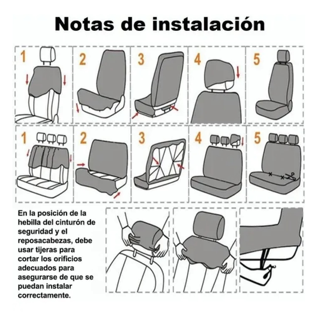 Cubre Asientos Auto Alta Calidad Elasticidad Universal 9 Pzs 