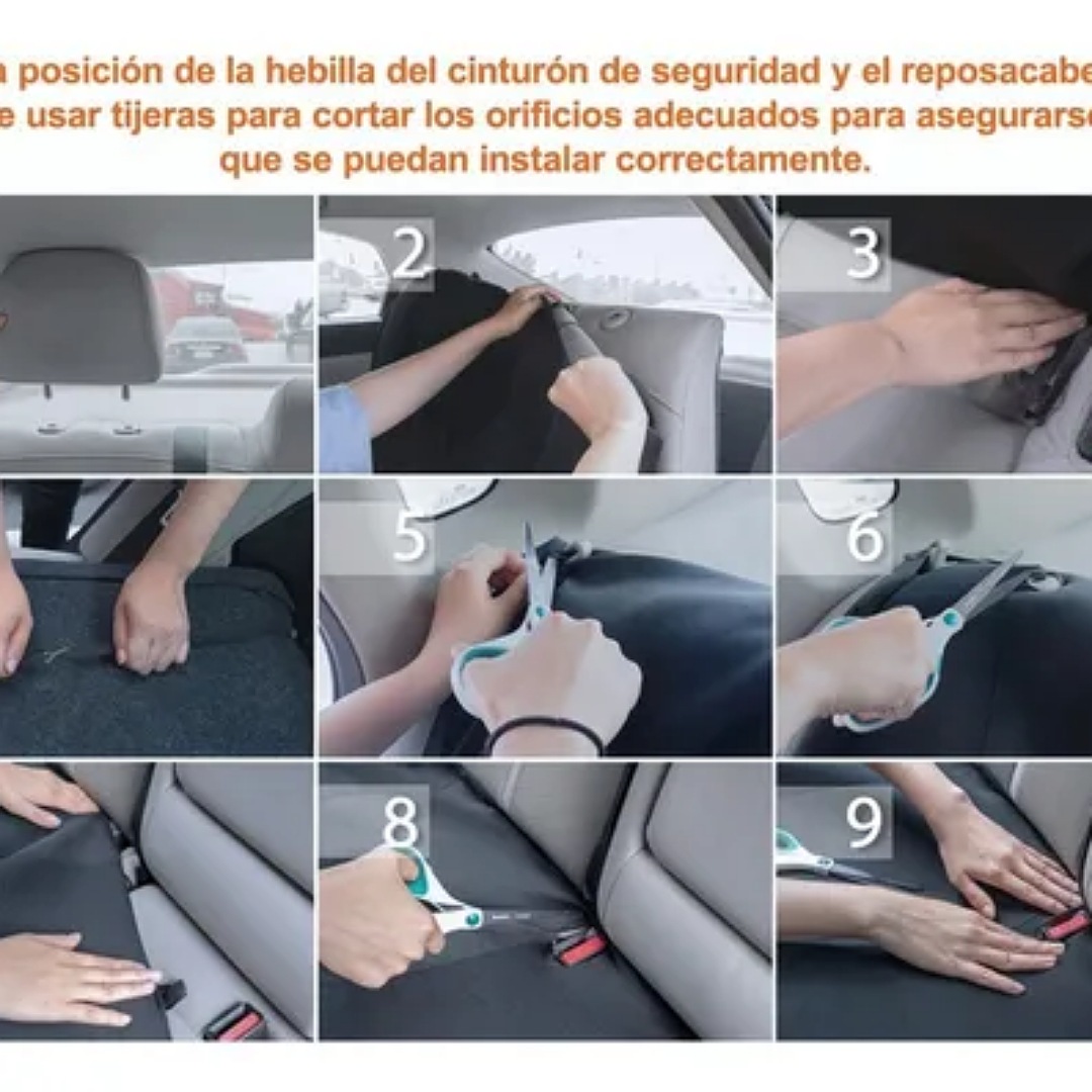 Cubre Asientos Auto Alta Calidad Elasticidad Universal 9 Pzs 