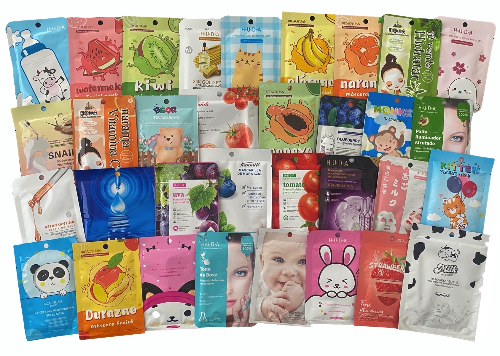 Paquete 10 Mascarillas Hidratantes + 10 Colágeno Labios + 10 Para Ojos