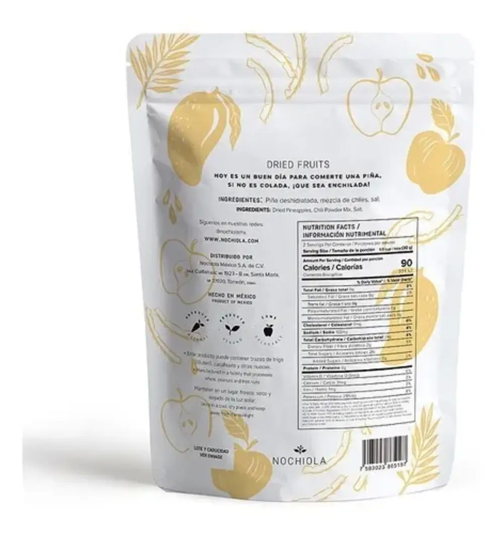 Piña Enchilada Deshidratada Natural 60g Nochiola Vegan