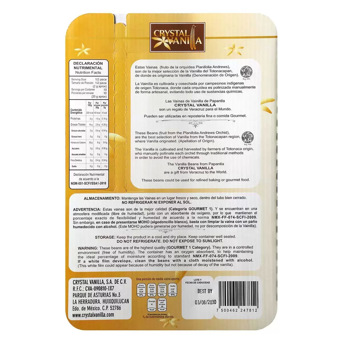 Vainilla En Vaina De Papantla Crystal     5 Vainas