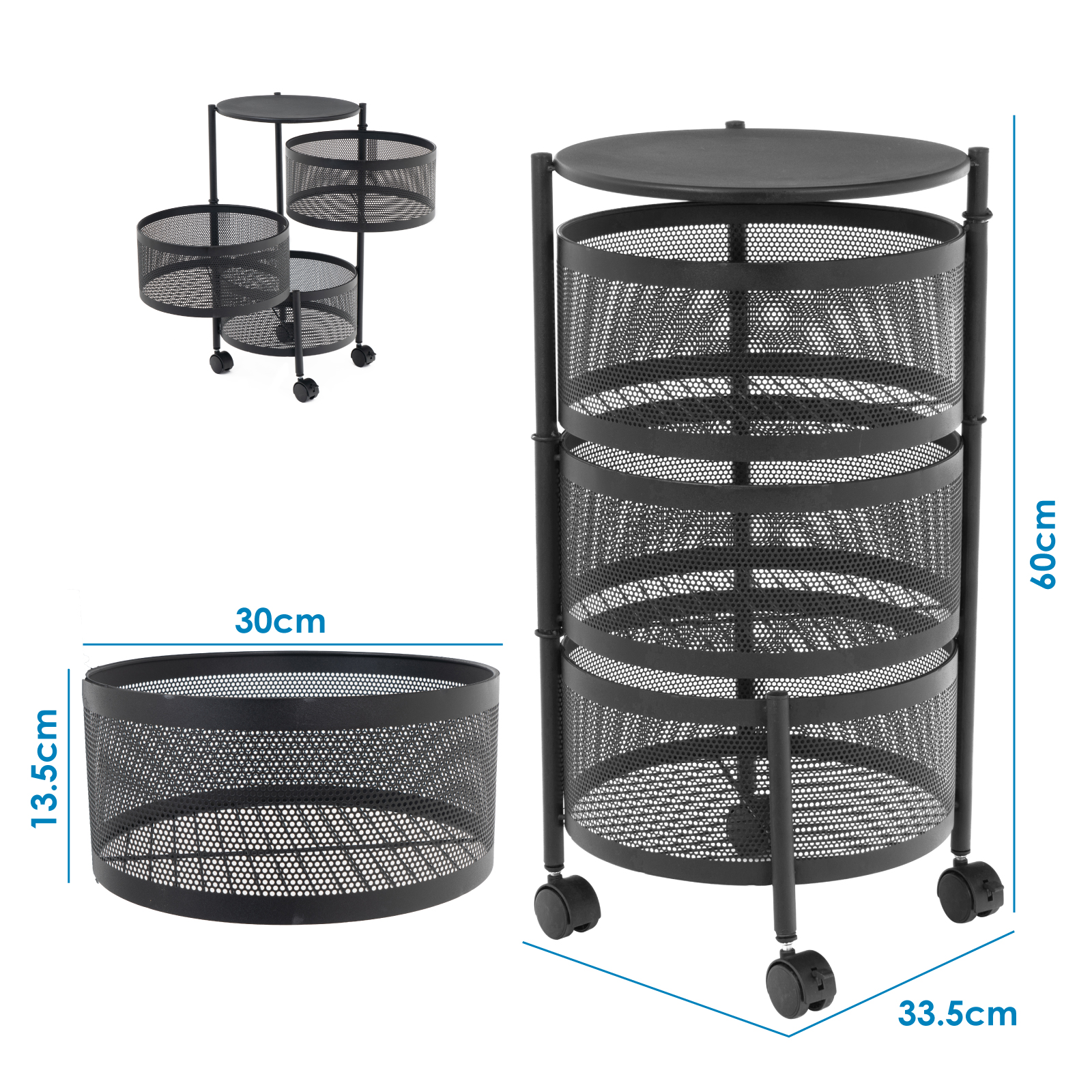Organizador Multiusos Estante Giratorio Alacena 3 Niveles