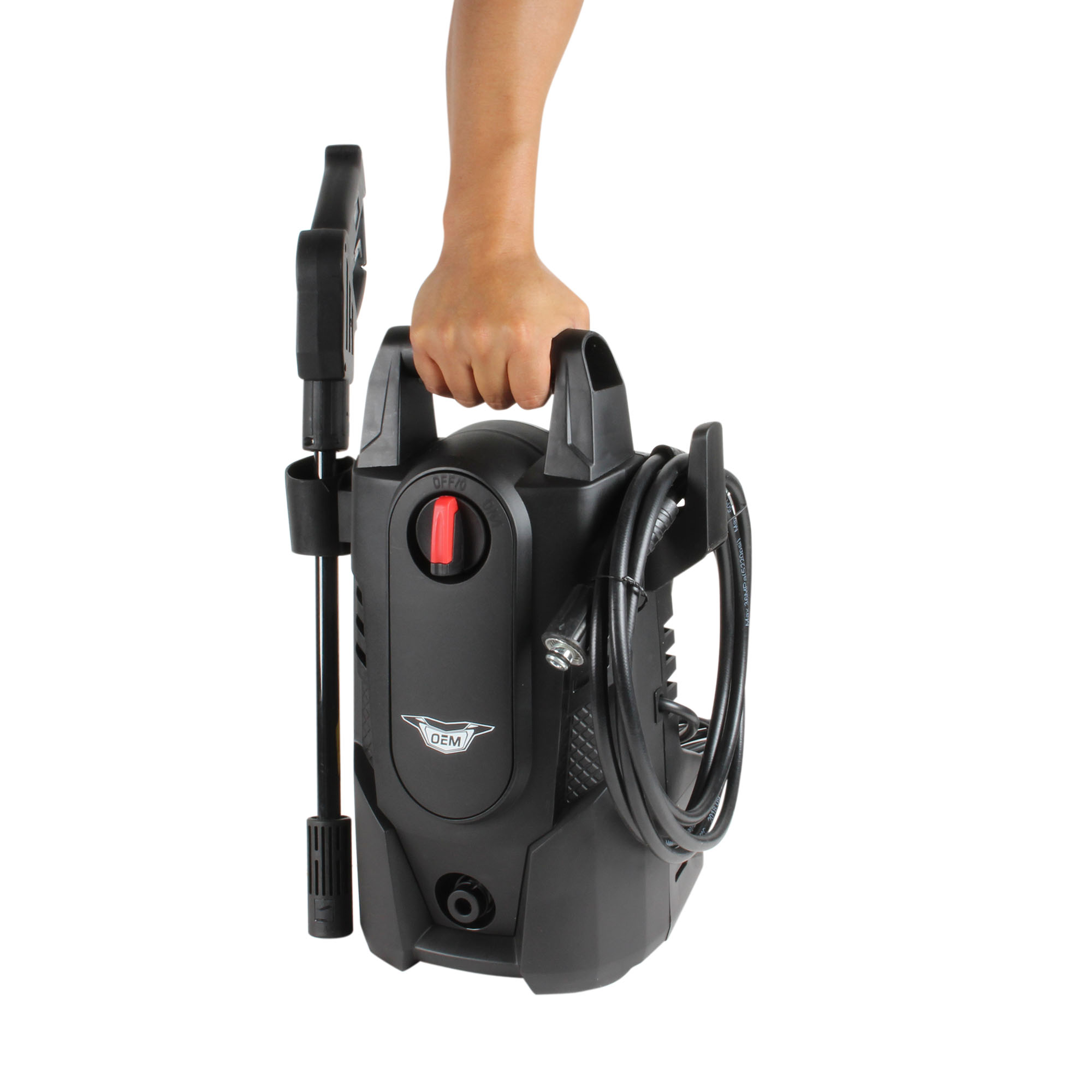 KIT Hidrolavadora eléctrica OEM 1500 PSI con Manguera para jardin 15 metros y Gancho colgador 