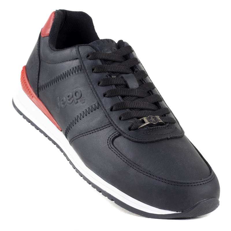 TENIS COUNTRY DE HOMBRE JEEP JS200 NEGRO ROJO ORIGINAL