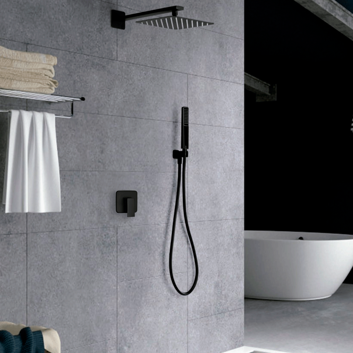 Mezcladora Monomando para Regadera acabado Negro Mate (llave de agua para regadera)