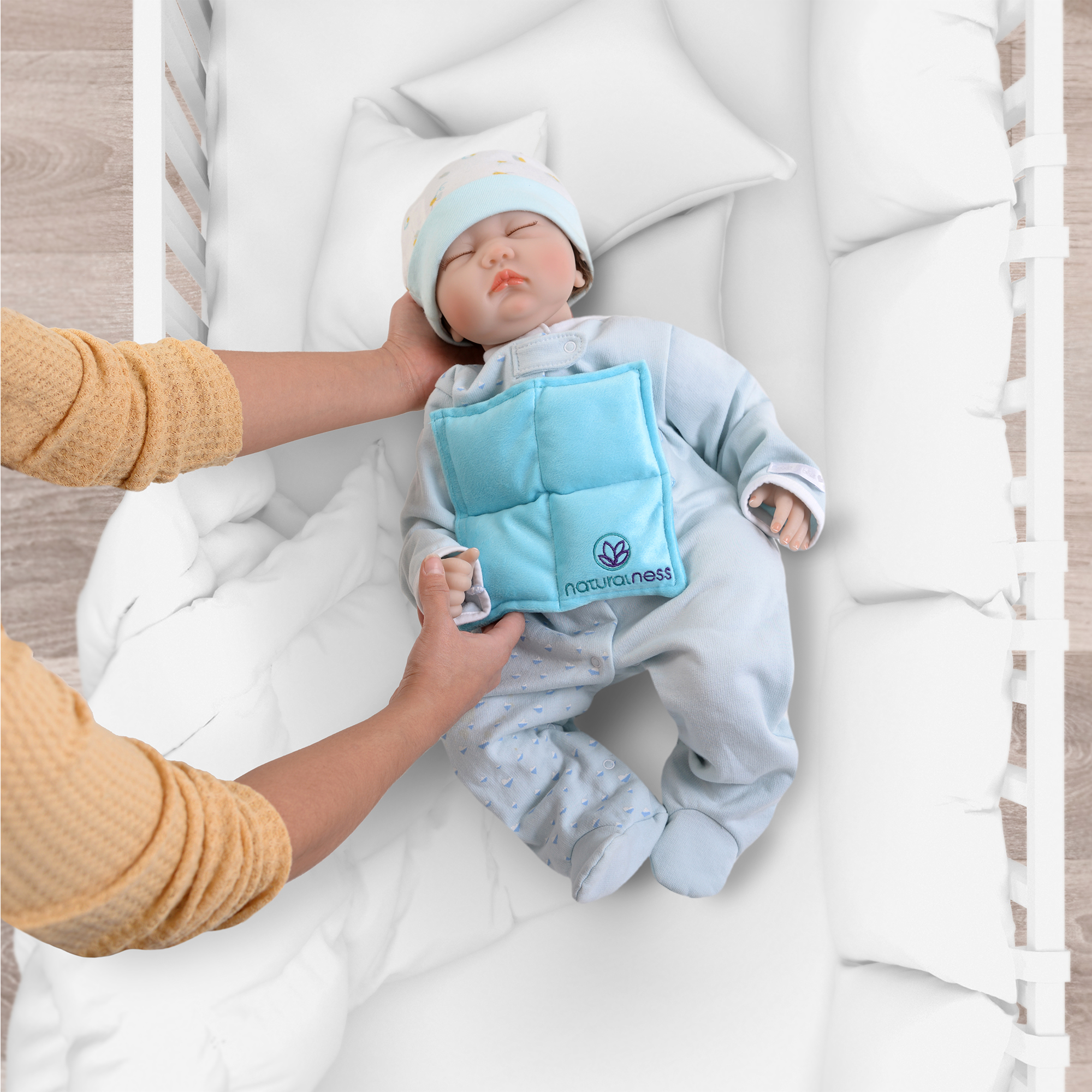 Naturalness - Compresa  de semillas Bebé - Elaborada con Semillas y Plantas medicinales, como manzanilla y lavanda entre otras Ayuda a reducir cólicos de bebé y a dormir mas calientito. - Línea Bebé (Color  Azul) 