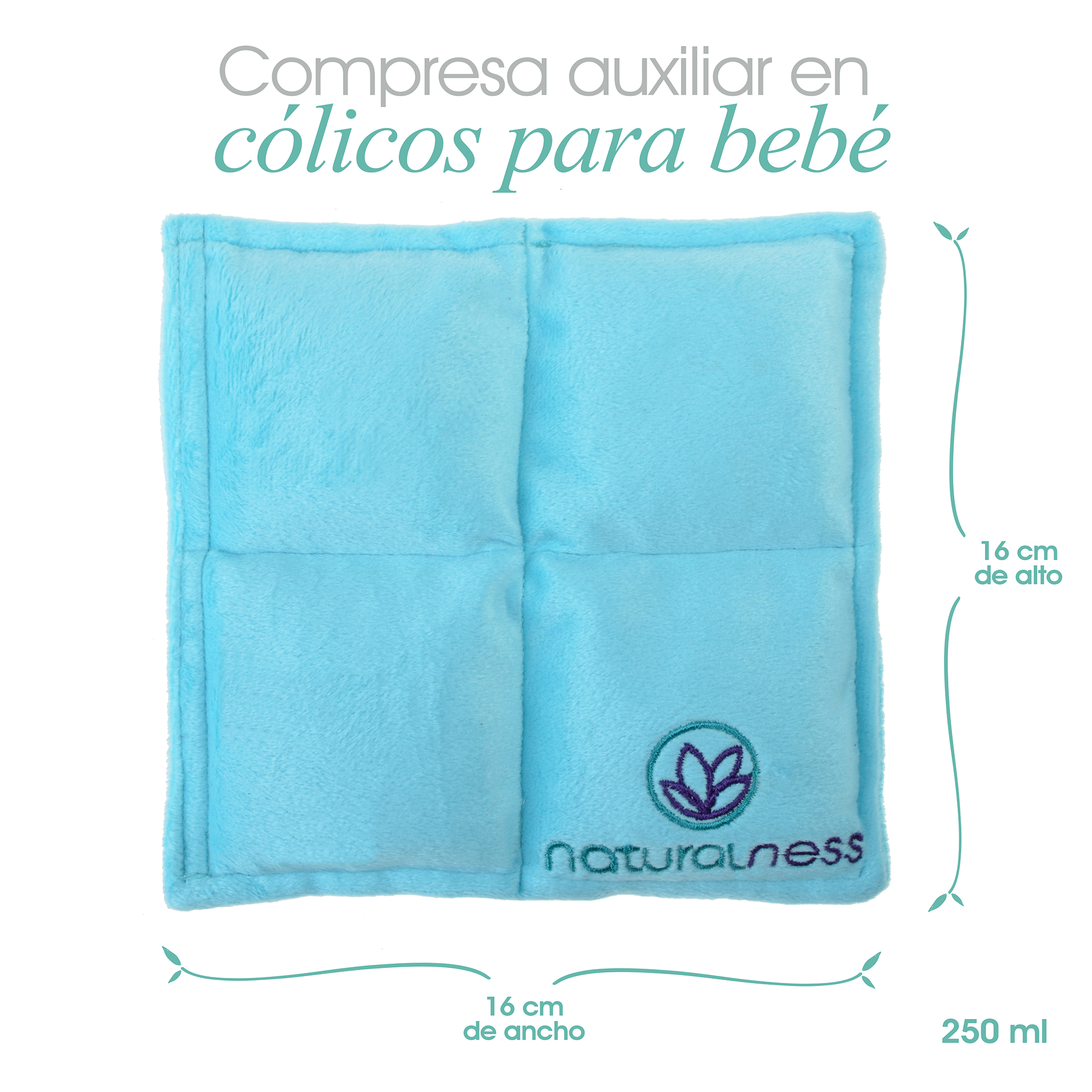 Naturalness - Compresa  de semillas Bebé - Elaborada con Semillas y Plantas medicinales, como manzanilla y lavanda entre otras Ayuda a reducir cólicos de bebé y a dormir mas calientito. - Línea Bebé (Color  Azul) 