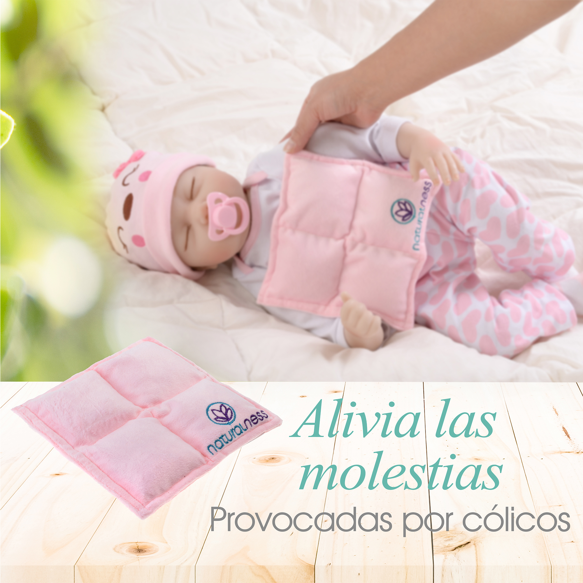 Naturalness - Compresa caliente  Bebé -  Elaborada con Semillas y Plantas medicinales, como manzanilla y lavanda entre otras. Ayuda a reducir cólicos de bebé y a dormir mas calientito. - Línea Bebé color rosa  (Compresa + Aceite 125 ml, Rosa)