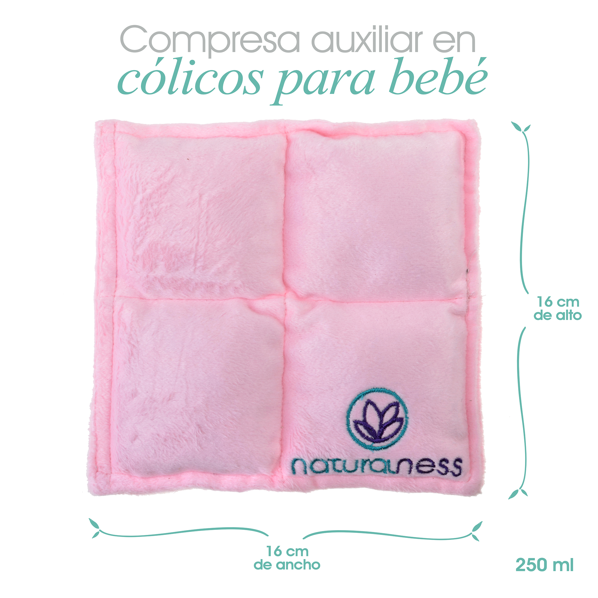 Naturalness - Compresa caliente  Bebé -  Elaborada con Semillas y Plantas medicinales, como manzanilla y lavanda entre otras. Ayuda a reducir cólicos de bebé y a dormir mas calientito. - Línea Bebé color rosa  (Compresa + Aceite 125 ml, Rosa)