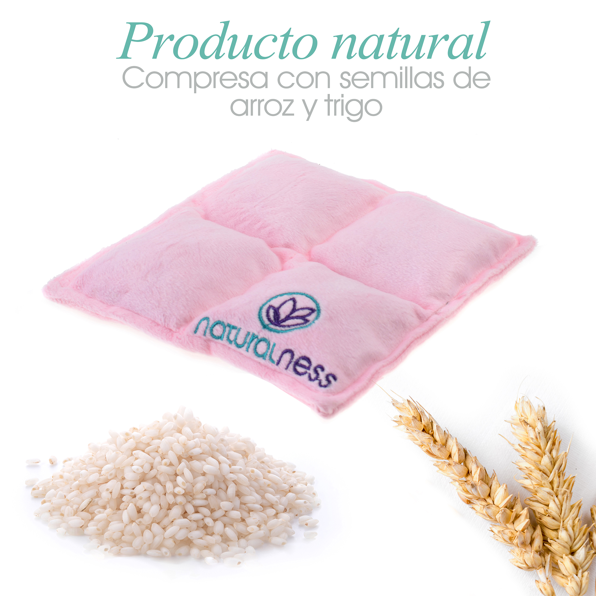 Naturalness - Compresa caliente  Bebé -  Elaborada con Semillas y Plantas medicinales, como manzanilla y lavanda entre otras. Ayuda a reducir cólicos de bebé y a dormir mas calientito. - Línea Bebé color rosa  (Compresa + Aceite 125 ml, Rosa)
