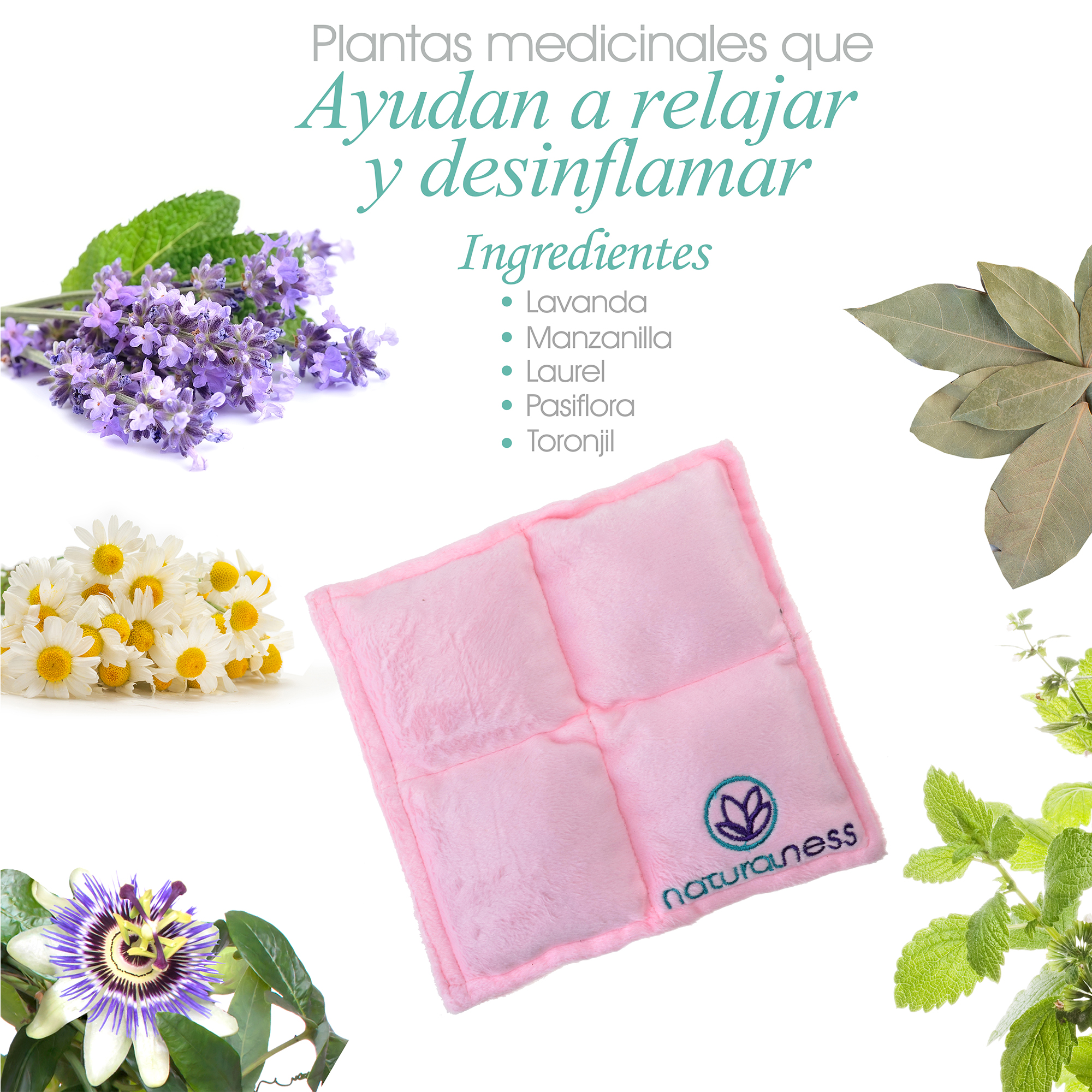 Naturalness - Compresa caliente  Bebé -  Elaborada con Semillas y Plantas medicinales, como manzanilla y lavanda entre otras. Ayuda a reducir cólicos de bebé y a dormir mas calientito. - Línea Bebé color rosa  (Compresa + Aceite 125 ml, Rosa)