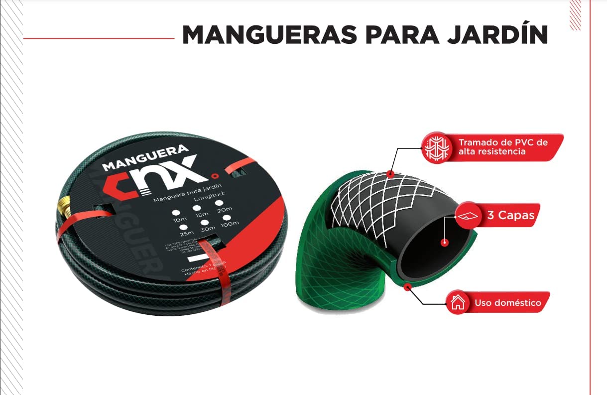 CNX Manguera De Jardín 30 Metros Con Aspersor De Riego Giratorio