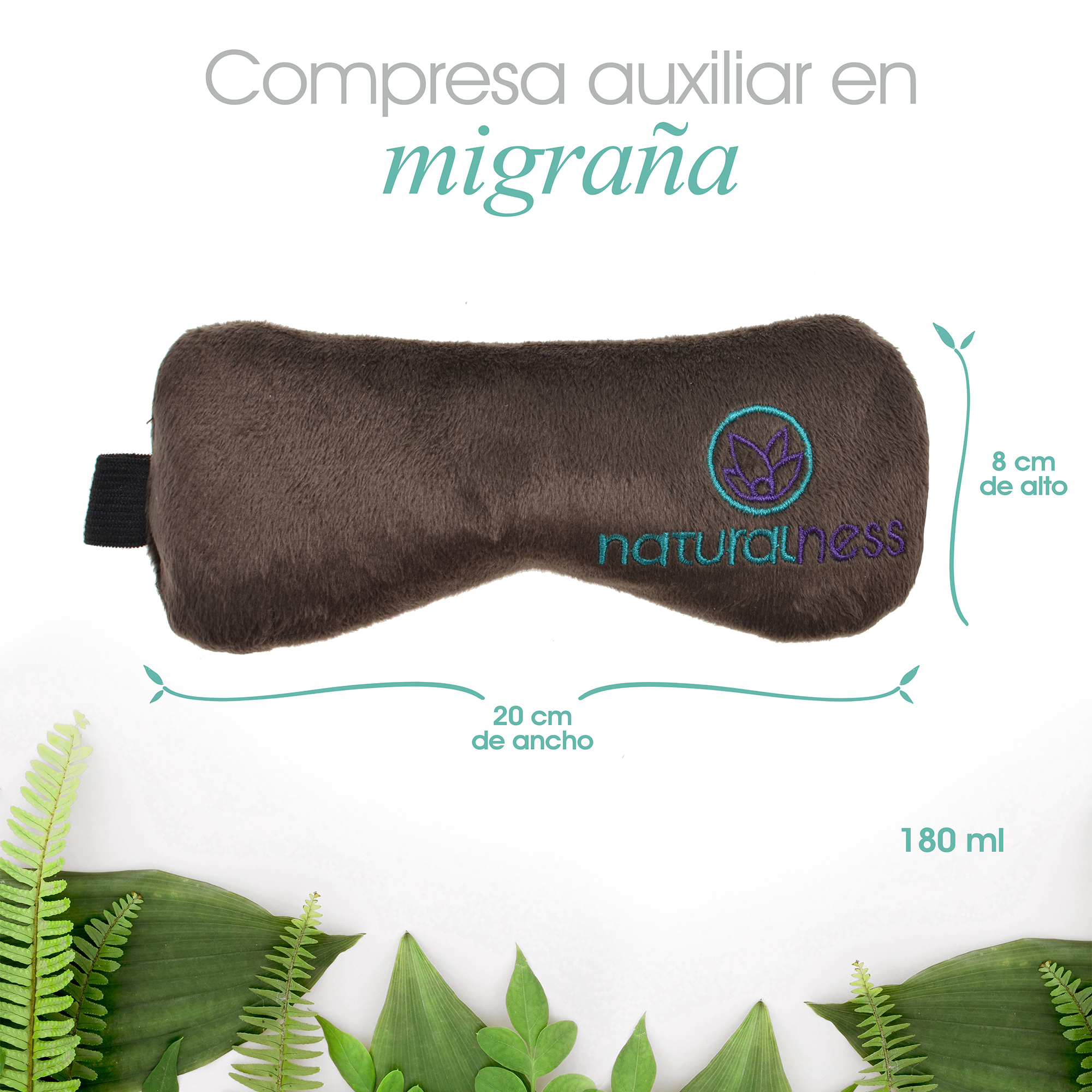 Naturalness Antifaz compresa  fría máscara anti migraña con plantas medicinales, formula especializada para mitigar  las molestias  del dolor de  cabeza y barra de gel  recomendado para uso en frío. (paquete, antifaz y rollon de 10 ml aceite anti migraña)