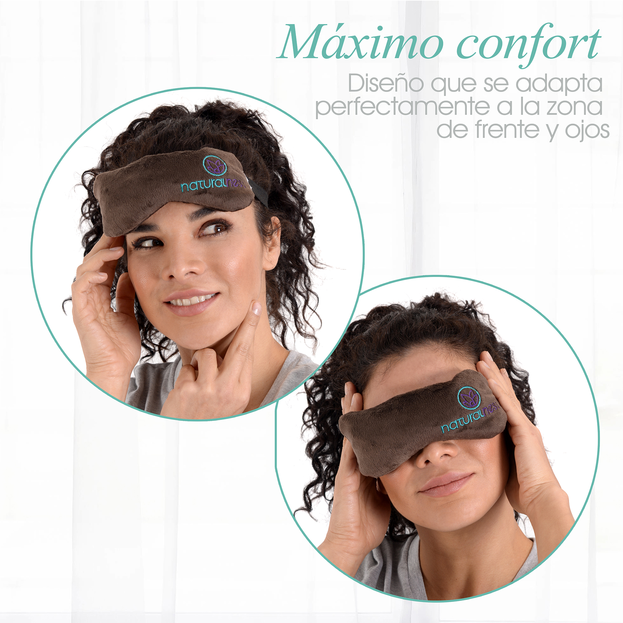 Naturalness Antifaz compresa  fría máscara anti migraña con plantas medicinales, formula especializada para mitigar  las molestias  del dolor de  cabeza y barra de gel  recomendado para uso en frío. (paquete, antifaz y rollon de 10 ml aceite anti migraña)