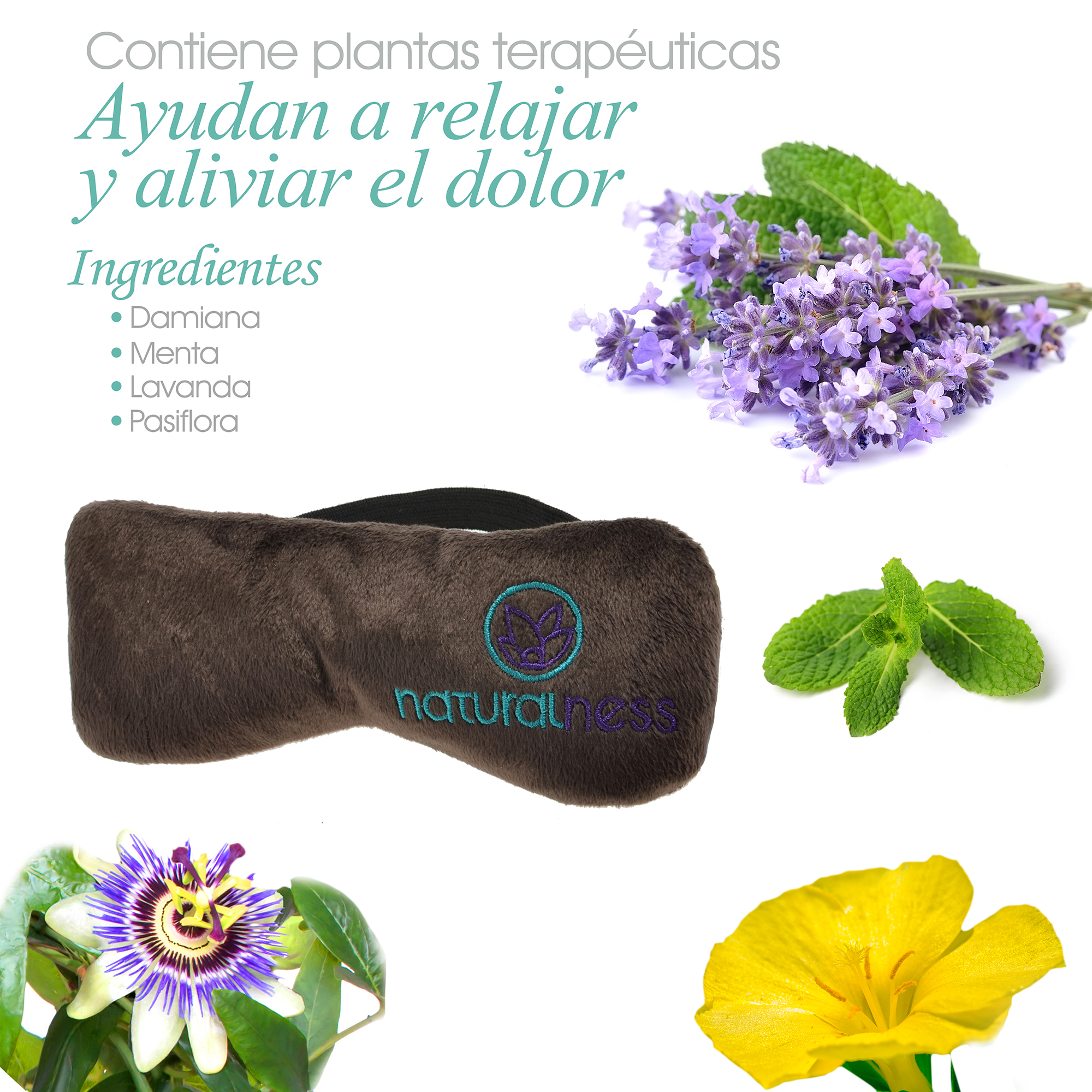 Naturalness - Compresa fría para mitigar las molestias del dolor de cabeza y barra de gel (Antifaz). Línea Relajante