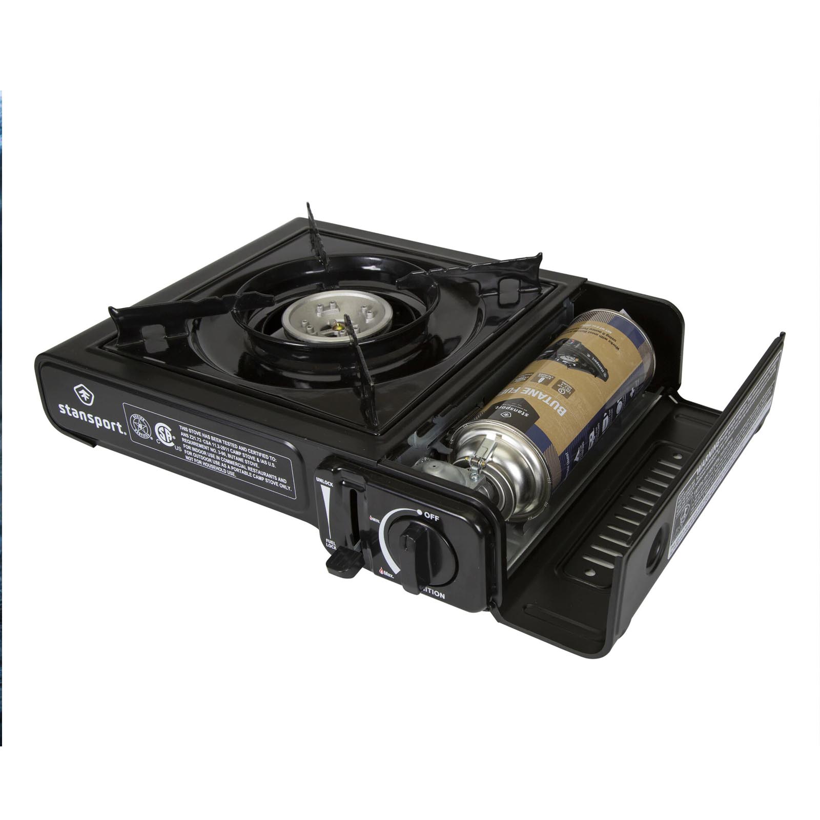 Estufa portátil con 1 hornilla funciona con gas butano para campismo Stansport 186