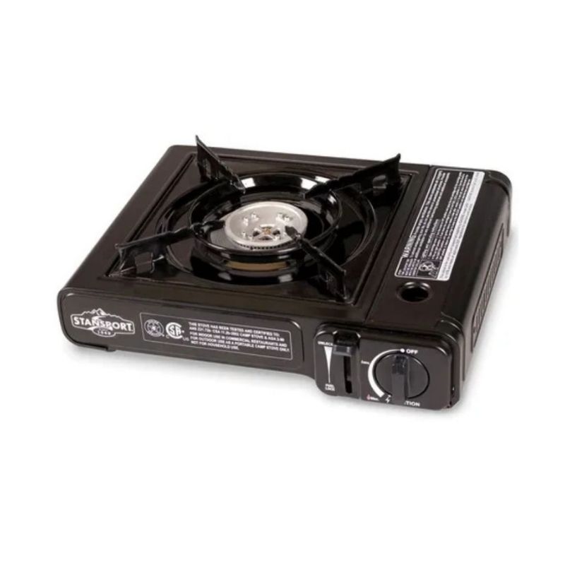 Estufa portátil con 1 hornilla funciona con gas butano para campismo Stansport 186