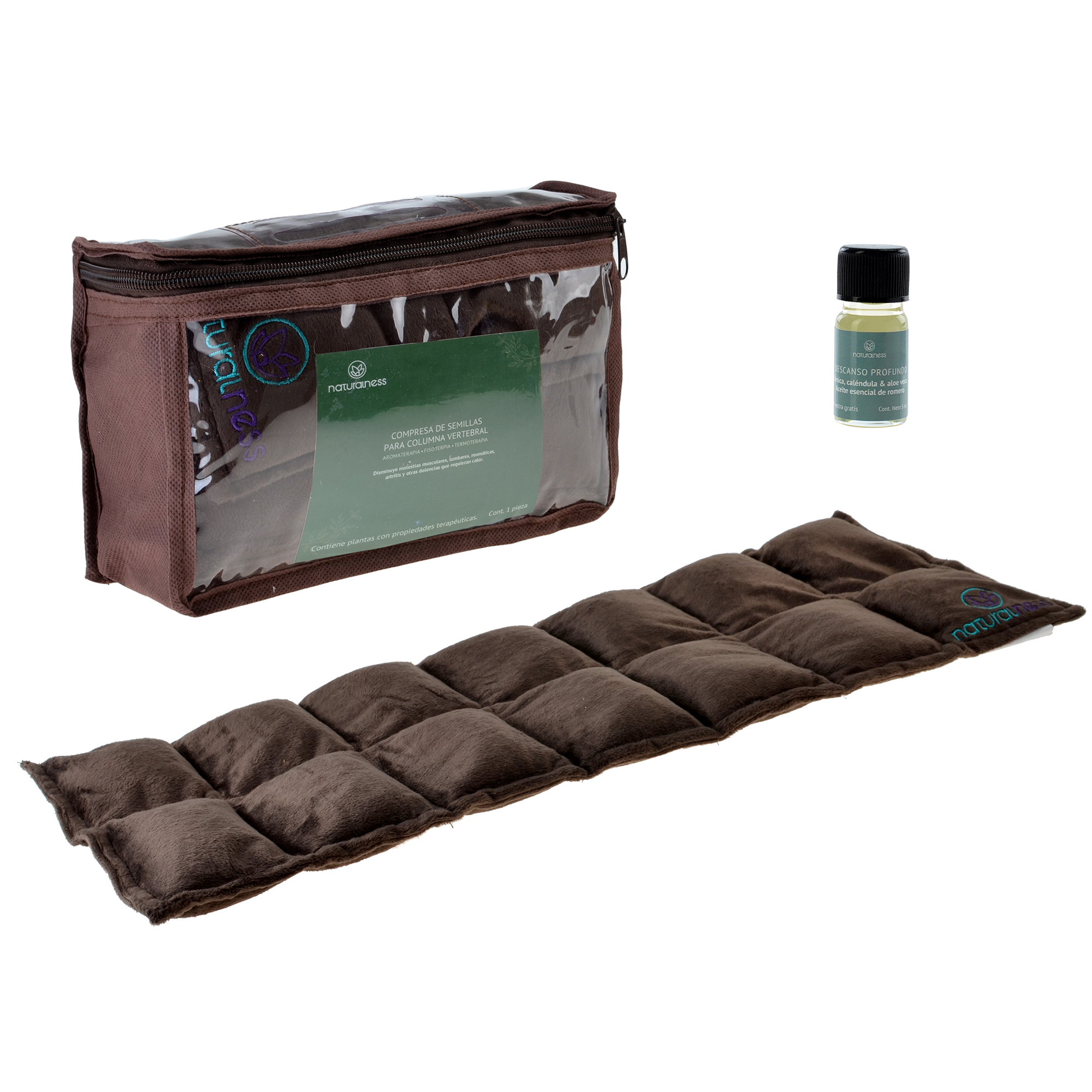 Naturalness Compresa caliente para molestias lumbares, columna vertebral Elaborada con Semillas y Plantas Medicinales (EXTRA GRANDE )
