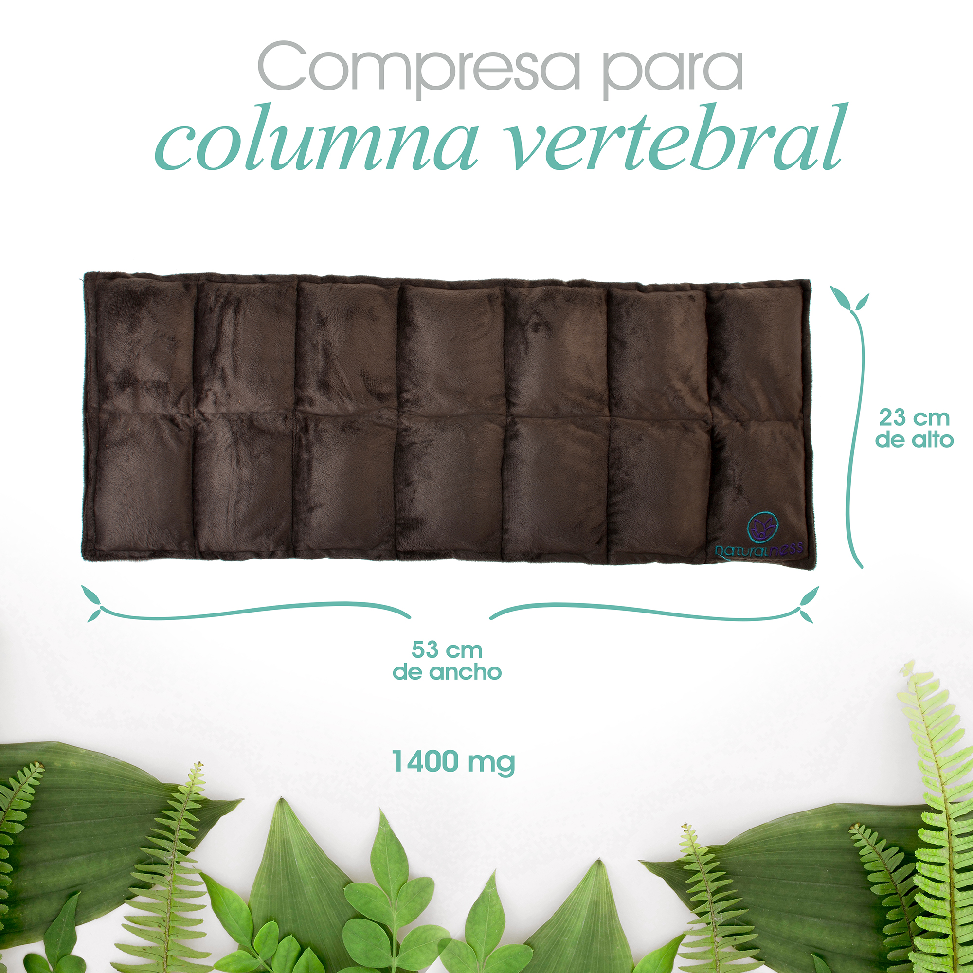 Naturalness Compresa caliente para molestias lumbares, columna vertebral Elaborada con Semillas y Plantas Medicinales (EXTRA GRANDE )