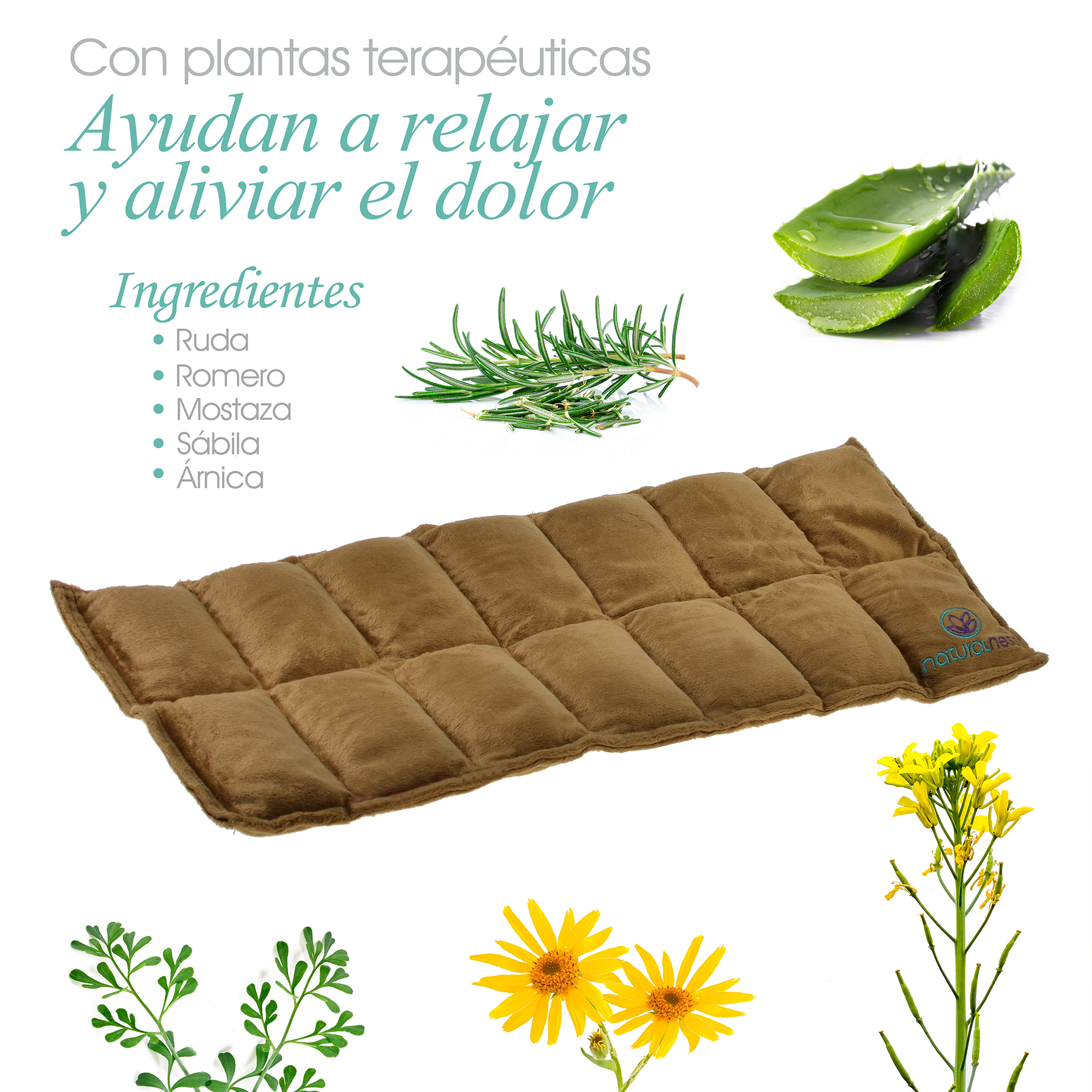 Naturalness Compresa  de semillas para molestias lumbares, columna vertebral Elaborada con Semillas y Plantas Medicinales   (Compresa Paquete 125 ml)