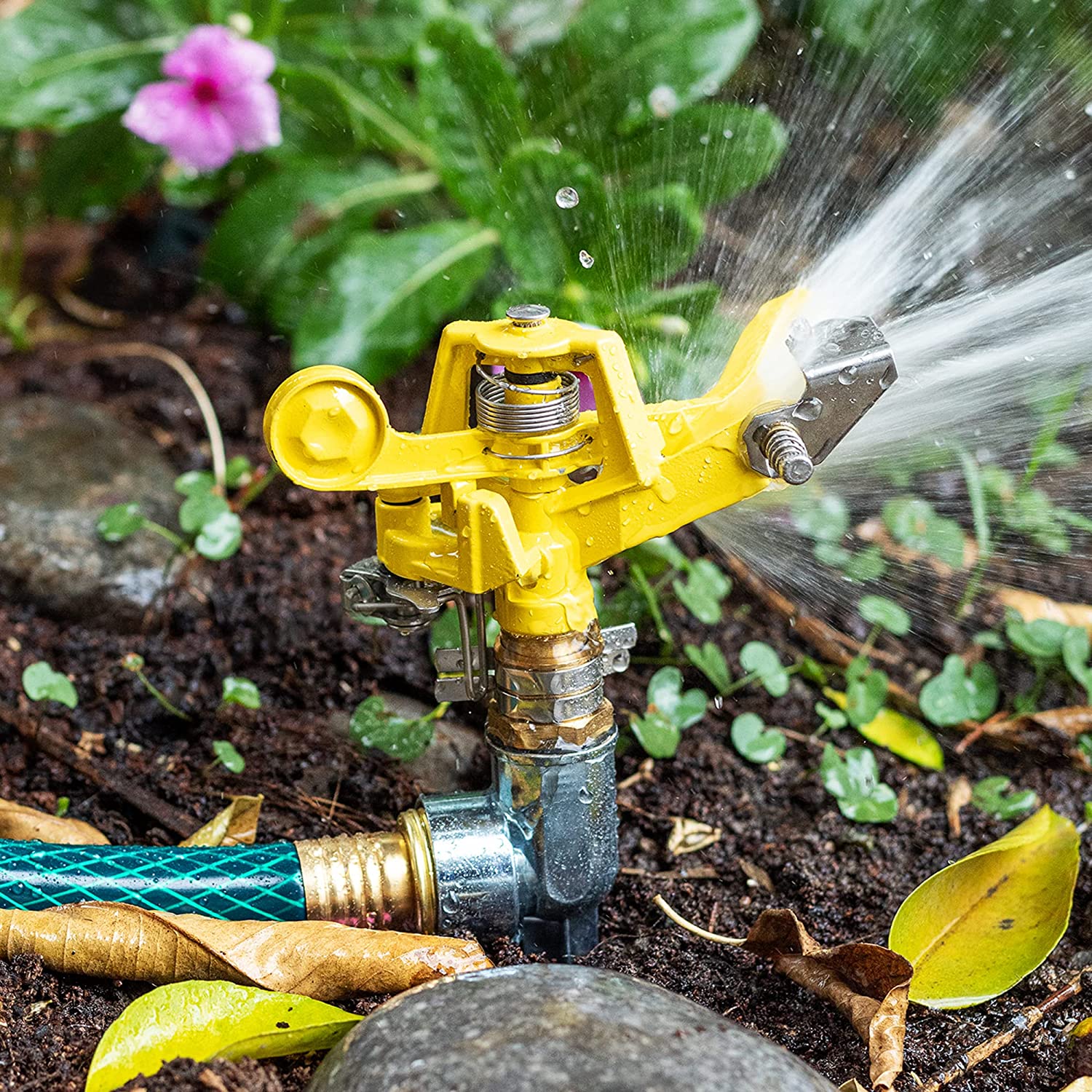 CNX Manguera De Jardín 20 Metros Con 2 Aspersores Giratorios