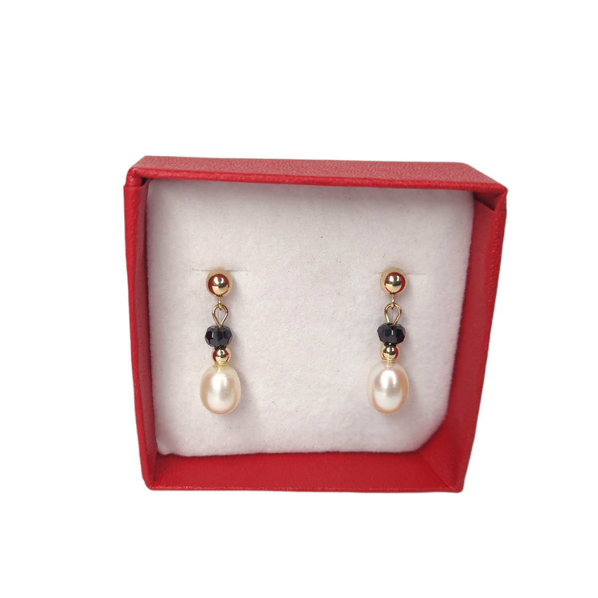 Arete Con Perla Colgante Con Circonia Y Dona Oro 14 K + Obsequio