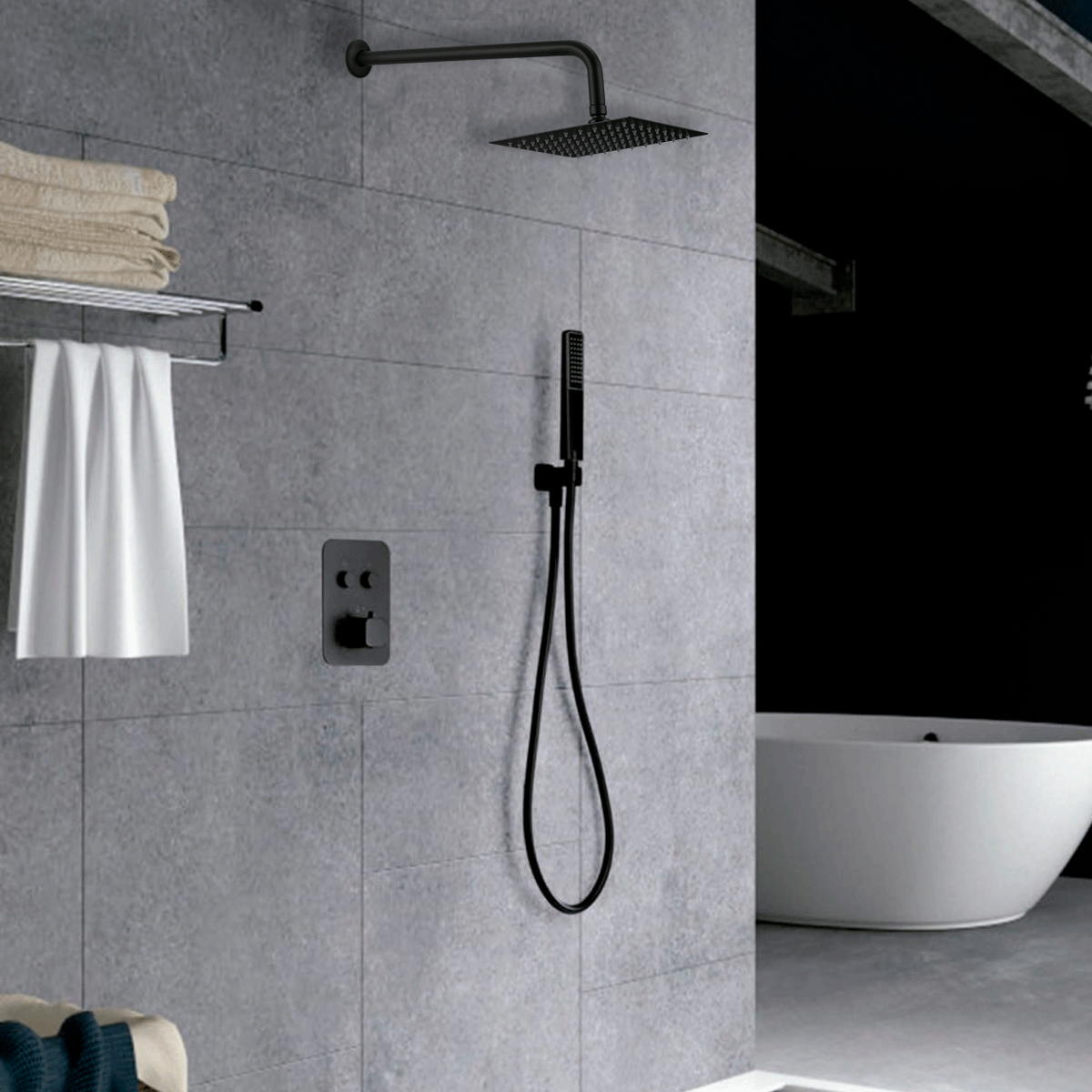 Regadera de 20 cm (8" pulgadas) Color Mate con Tubo de 40 cm de largo