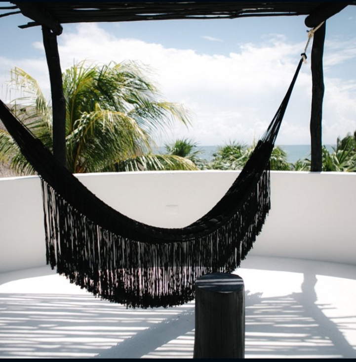 Hamaca de Algodón Modelo Tulum  Color Negra.