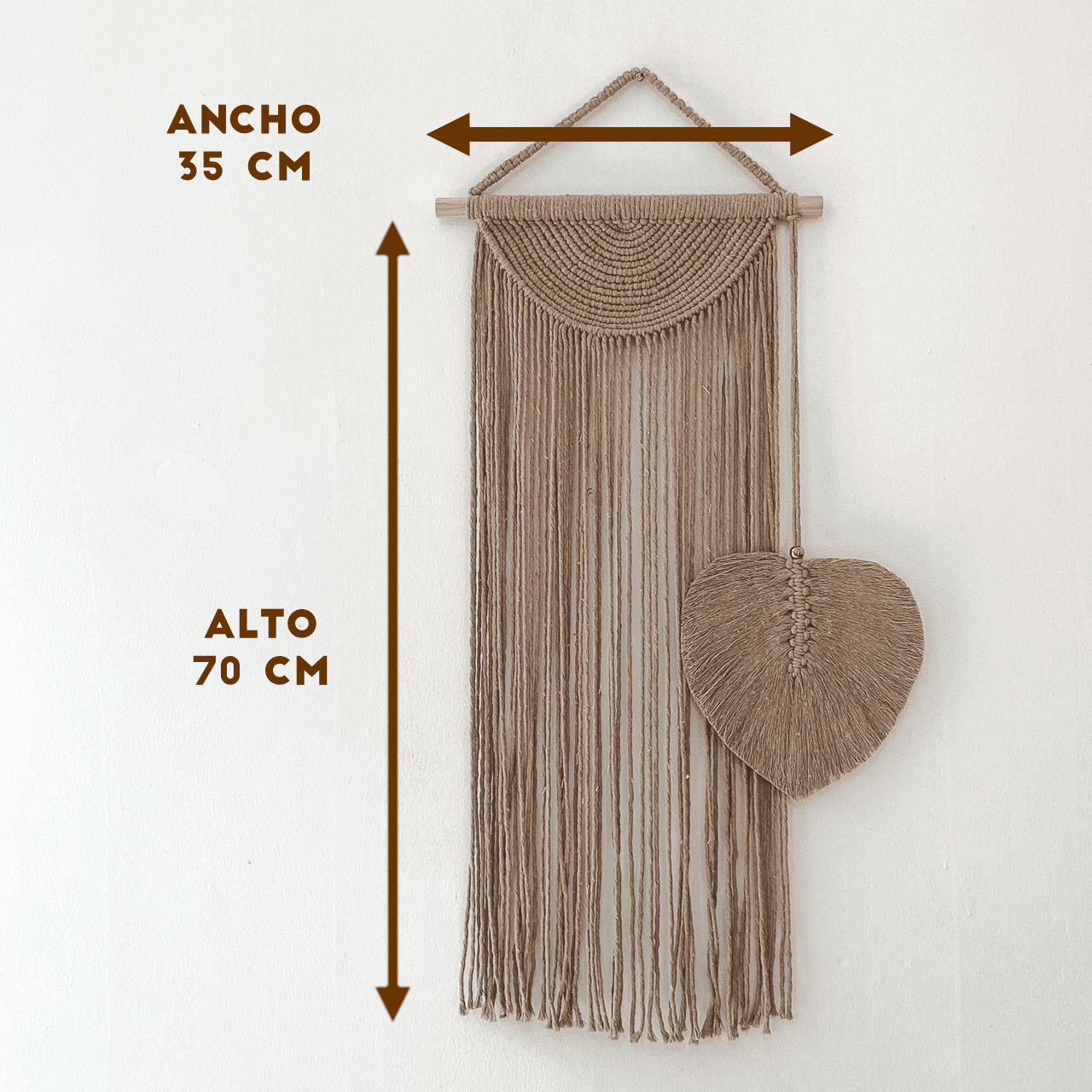 Tapiz de Macramé Pindeli Poli Hecho a Mano, Modelo Media Luna y