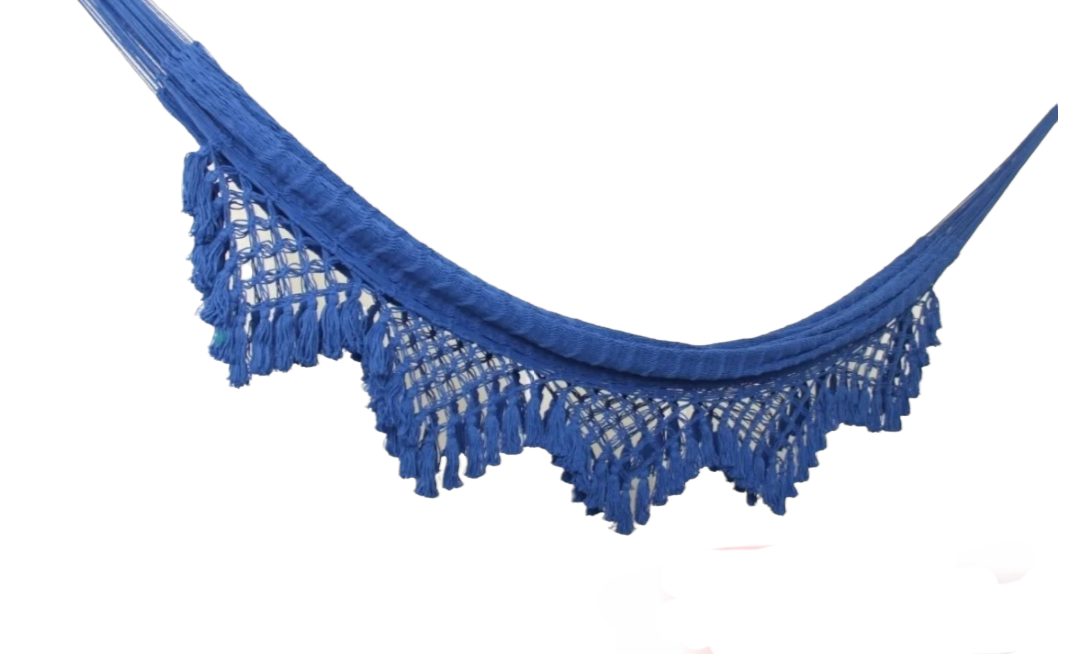Hamaca de Algodon Modelo Uxmal Color Azul.