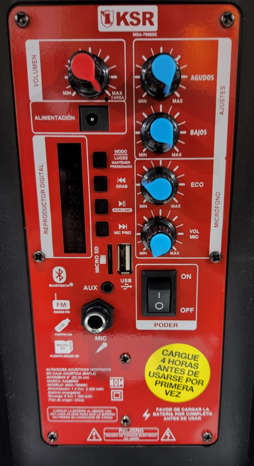 Bafle Recargable Kaiser MSA-7908SC De 8 Pulgadas - Negro