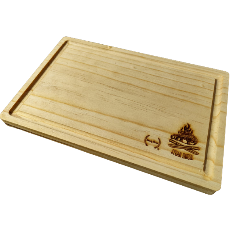 Tabla de madera para carnes pack de 3 piezas tamaño 19 X 30 cm con grabado parrillero