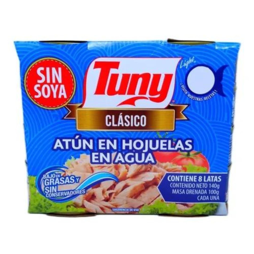 Atun Tuny Clasico En Agua Lata 140g En Hojuelas Con 8 Piezas