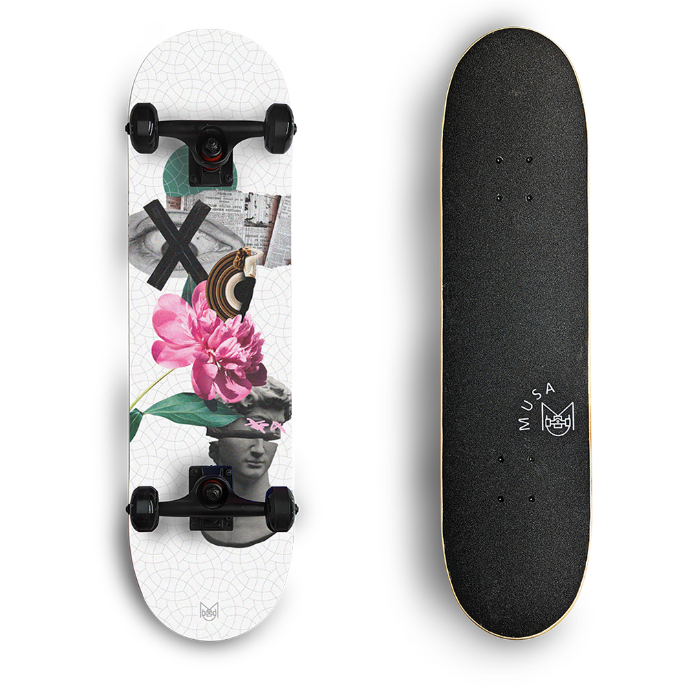 Patineta Profesional MUSA Collage Solo Pam Llantas Negras skate skateboard