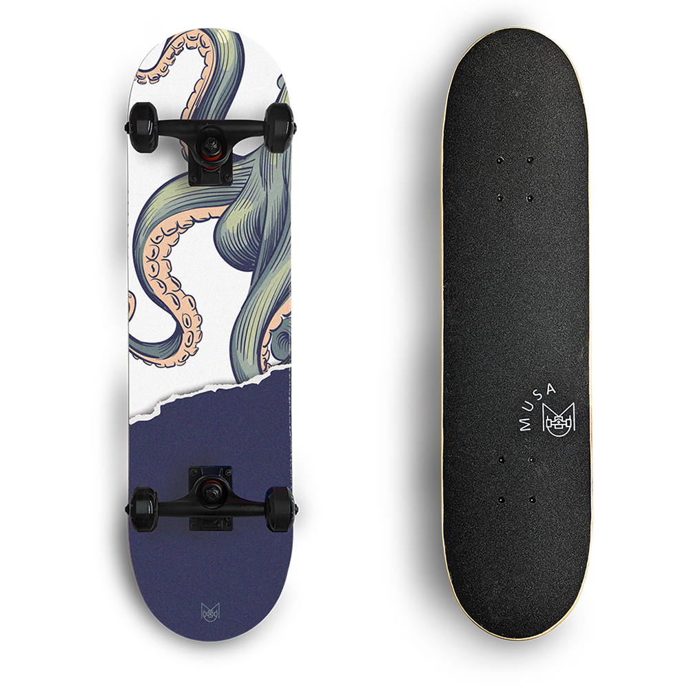 Patineta Profesional MUSA Pulpo Solo Pam Llantas Negras skate skateboard