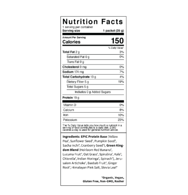 Proteína en polvo Orgánica Epic Protein sabor Green Kingdom