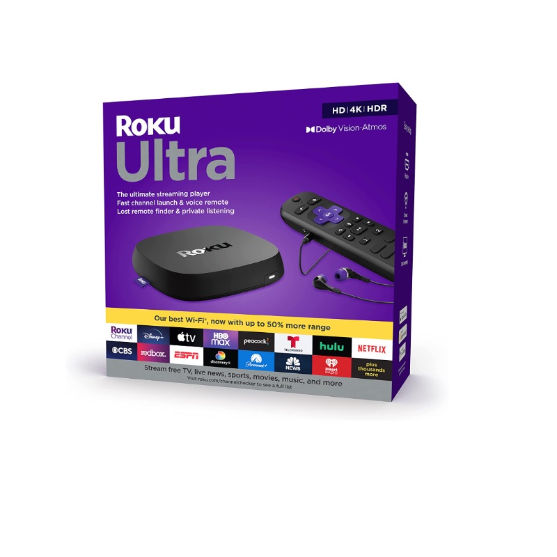 KIT STREAMING ROKU ULTRA LT 4K + CONTROL DE VOZ + AUDIFONOS JBL 4662RW