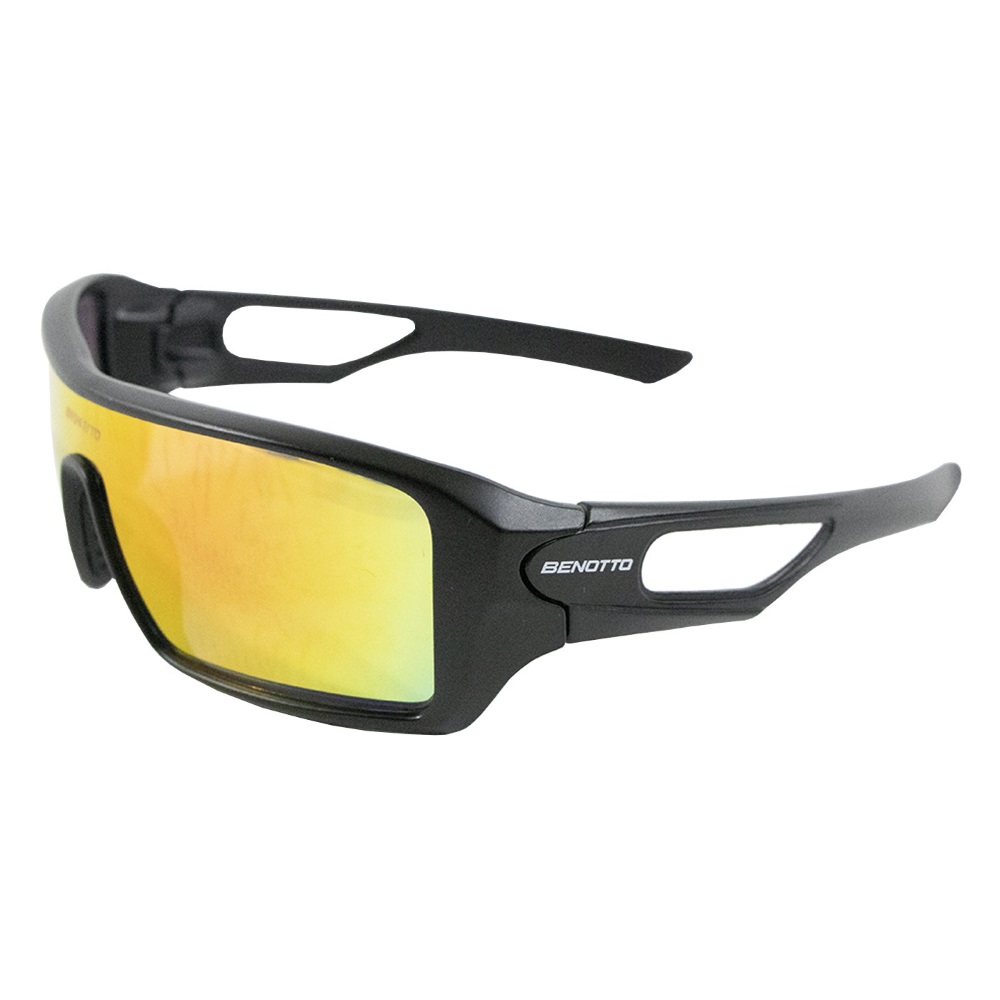 Lentes Ciclista Armazón Negro Mica Roja Amarilla Benotto
