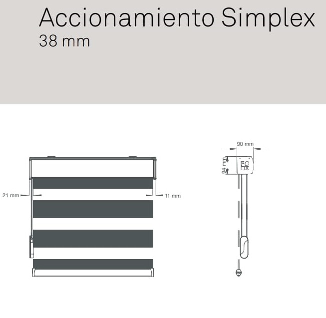 Persiana Shear Enrollable COLOR WHITE. Medida 1.20 ancho x 2.00 alto